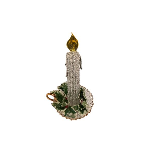Vtg Silvestri Crystal Keepsakes Chamberstick w/ Candle New in Box Holiday 1998 - Picture 3 of 6